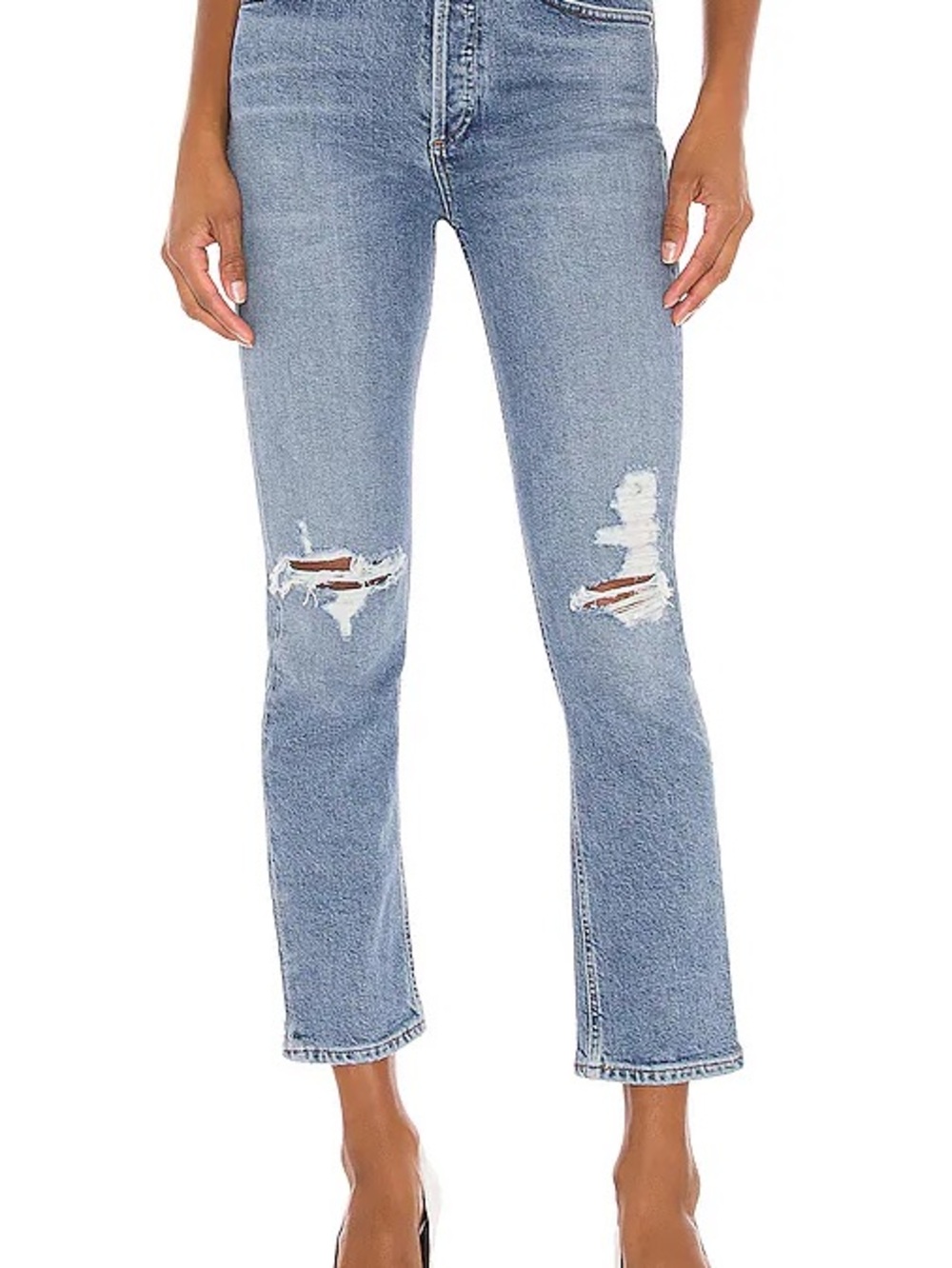 Agolde Light Wash Ripped Boyfriend Jeans